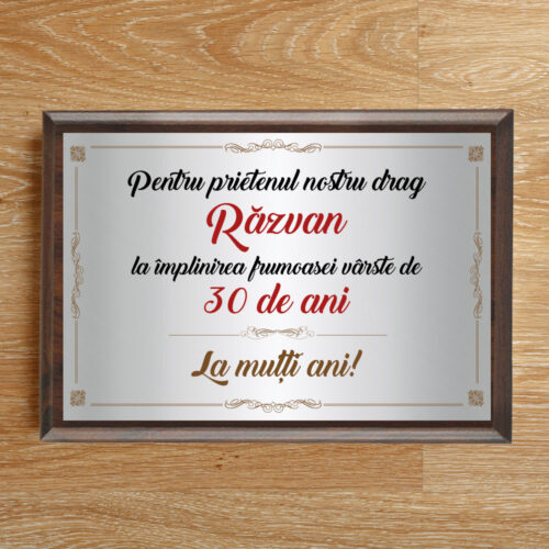 Diplomă personalizabilă gravată, cu plachetă din lemn, Prietenul nostru drag
