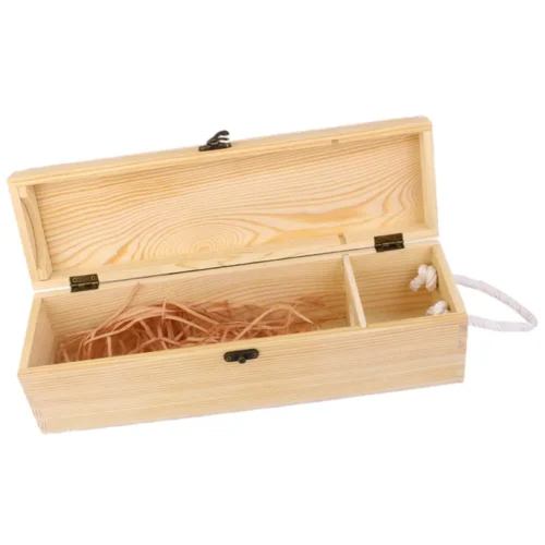 Cutie din lemn gravată pentru sticla de vin, cu închizătoare din metal, Cadou de Crăciun [ #0623 ]