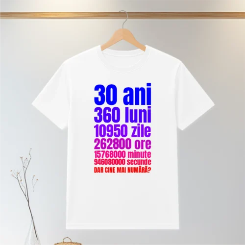 Tricou personalizabil imprimat, cu cauciuc, Aniversarea vârstei de 30 de ani  [ #0209 ]