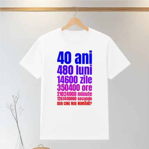 Tricou personalizabil imprimat, cu cauciuc, Aniversarea vârstei de 40 de ani  [ #0211 ]