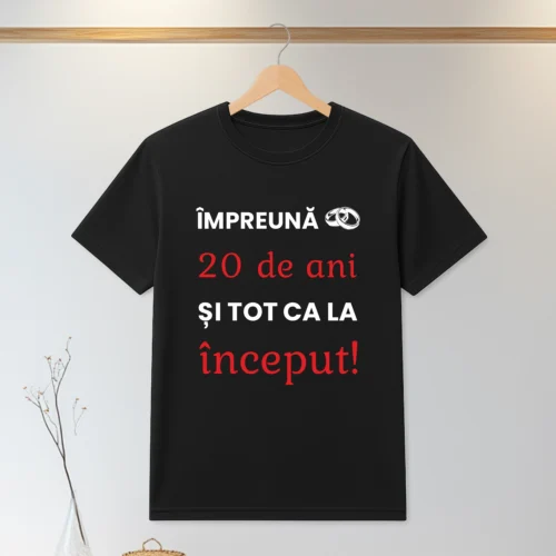 Tricou personalizabil imprimat, cu cauciuc, Aniversarea a 20 de ani de căsătorie [ #0060 ]