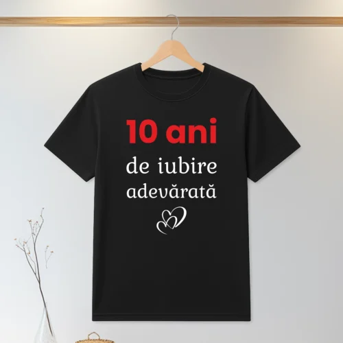Tricou personalizabil imprimat, cu cauciuc, Aniversarea a 10 ani de căsătorie [ #0121 ]