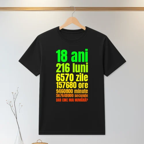 Tricou personalizabil imprimat, cu cauciuc, Aniversarea vârstei de 18 ani, Majoratul  [ #0207 ]