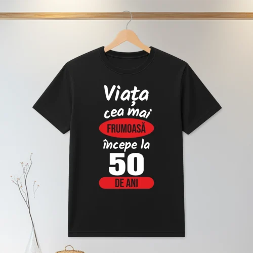Tricou personalizabil imprimat, cu cauciuc, Aniversarea vârstei de 50 de ani  [ #0214 ]