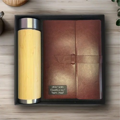 Agendă piele personalizată – simplă sau set cu termos, Cadou pentru Orice ocazie [ #0290 ]
