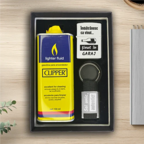 Brichetă benzină personalizată – simplă sau set cu breloc, Cadou pentru Aniversarea vârstei [ #0308 ]