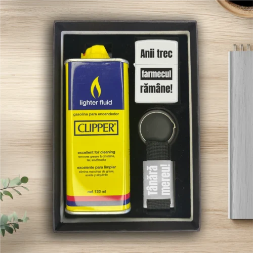 Brichetă benzină personalizată – simplă sau set cu breloc, Cadou pentru Aniversarea vârstei [ #0313 ]