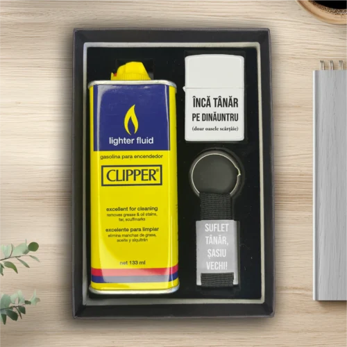 Brichetă benzină personalizată – simplă sau set cu breloc, Cadou pentru Aniversarea vârstei [ #0314 ]