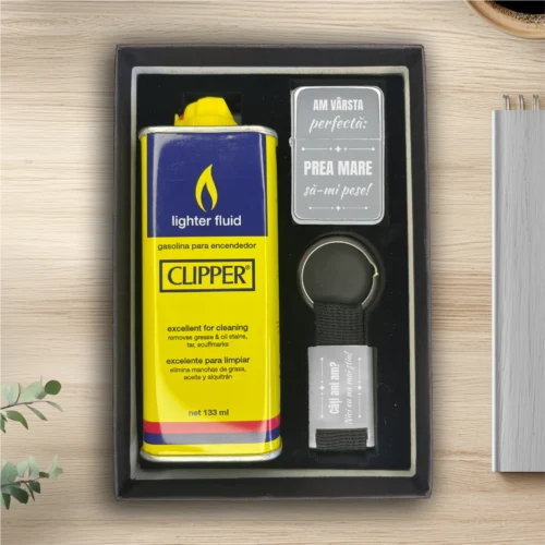Brichetă benzină personalizată – simplă sau set cu breloc, Cadou pentru Aniversarea vârstei [ #0311 ]
