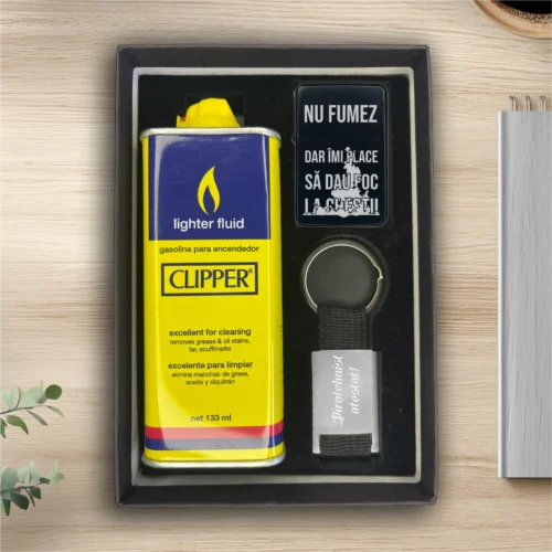 Brichetă benzină personalizată – simplă sau set cu breloc, Cadou pentru Orice ocazie [ #0297 ]