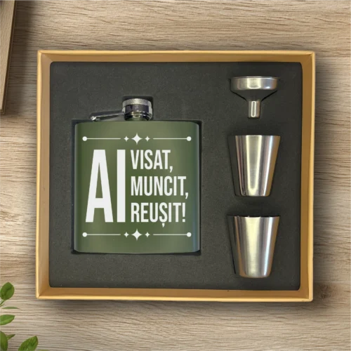 Ploscă de metal personalizată – simplă sau set cu păhărele, Cadou pentru Absolvire [ #0283 ]