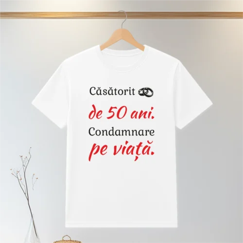 Tricou personalizabil imprimat, cu cauciuc, Aniversarea a 50 de ani de căsătorie [ #0064 ]