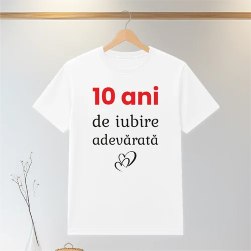 Tricou personalizabil imprimat, cu cauciuc, Aniversarea a 10 ani de căsătorie [ #0121 ]