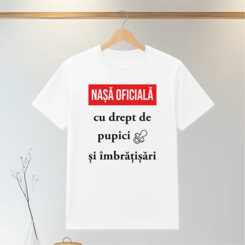 Tricou personalizabil imprimat, cu cauciuc, Cadou pentru Nașa de Botez [ #0123 ]