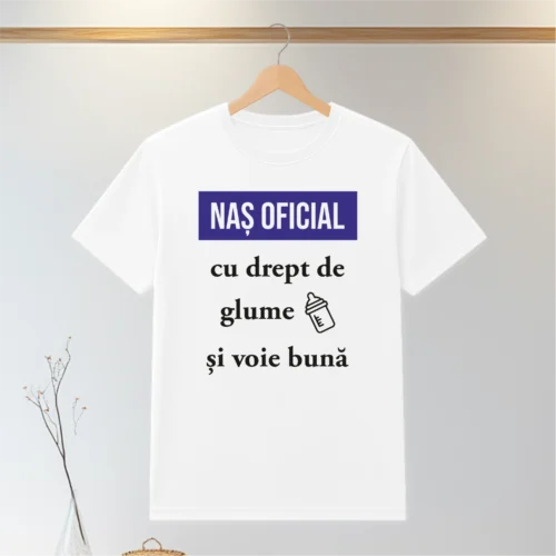 Tricou personalizabil imprimat, cu cauciuc, Cadou pentru Nașul de Botez [ #0124 ]