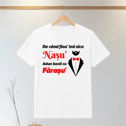 Tricou personalizabil imprimat, cu cauciuc, Cadou pentru Nașul de Nuntă [ #0203 ]