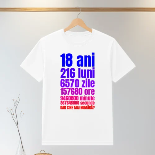 Tricou personalizabil imprimat, cu cauciuc, Aniversarea vârstei de 18 ani, Majoratul  [ #0207 ]