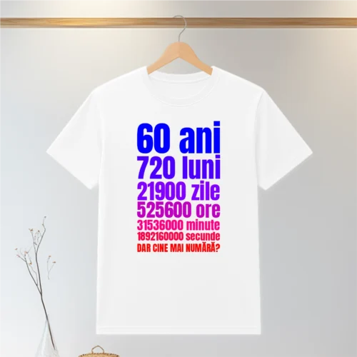 Tricou personalizabil imprimat, cu cauciuc, Aniversarea vârstei de 60 de ani  [ #0213 ]
