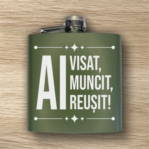 Ploscă de metal personalizată – simplă sau set cu păhărele, Cadou pentru Absolvire [ #0283 ]