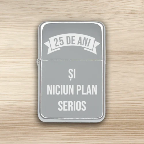 Brichetă benzină personalizată – simplă sau set cu breloc, Cadou pentru Aniversarea vârstei de 25 de ani [ #0334 ]