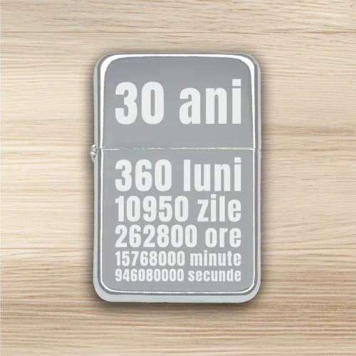 Brichetă benzină personalizată – simplă sau set cu breloc, Cadou pentru Aniversarea vârstei de 30 de ani [ #0348 ]