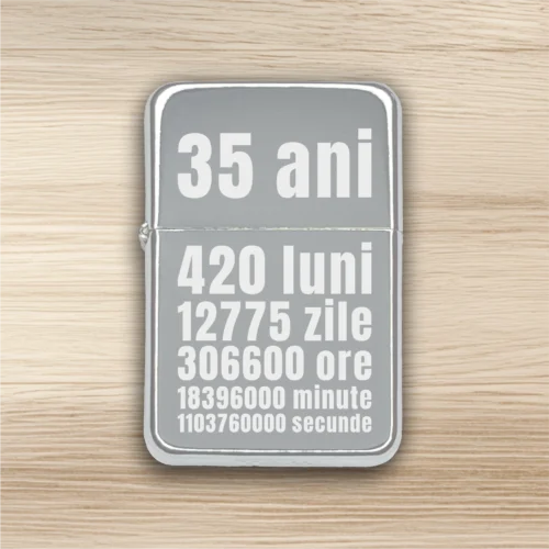 Brichetă benzină personalizată – simplă sau set cu breloc, Cadou pentru Aniversarea vârstei de 35 de ani [ #0369 ]
