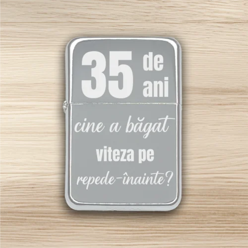 Brichetă benzină personalizată – simplă sau set cu breloc, Cadou pentru Aniversarea vârstei de 35 de ani [ #0371 ]
