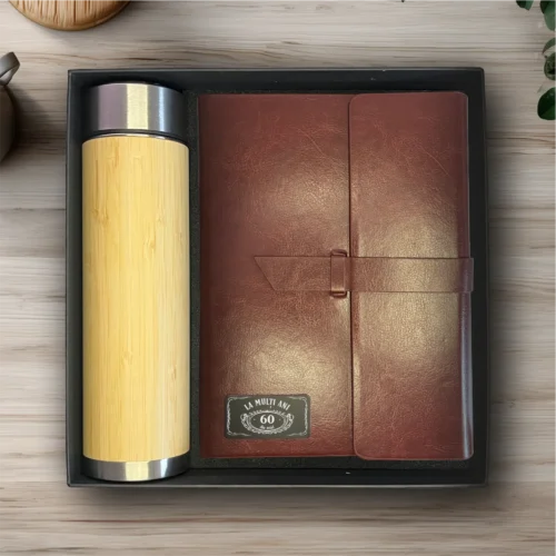 Agendă piele personalizată – simplă sau set cu termos, Cadou pentru Aniversarea vârstei de 60 de ani [ #0458 ]