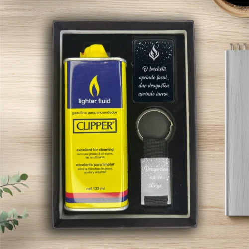 Brichetă benzină personalizată – simplă sau set cu breloc, Cadou de Crăciun [ #0565 ]