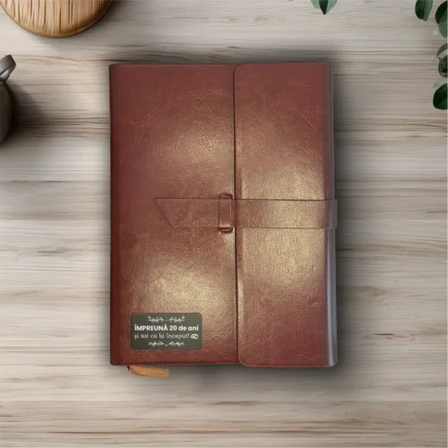 Agendă piele personalizată – simplă sau set cu termos, Cadou pentru Aniversarea căsătoriei de 20 de ani [ #0482 ]