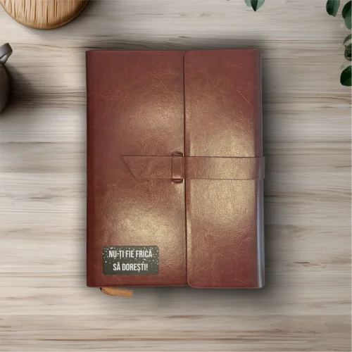 Agendă piele personalizată – simplă sau set cu termos, Cadou de Crăciun [ #0550 ]