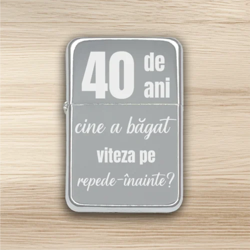 Brichetă benzină personalizată – simplă sau set cu breloc, Cadou pentru Aniversarea vârstei de 40 de ani [ #0395 ]