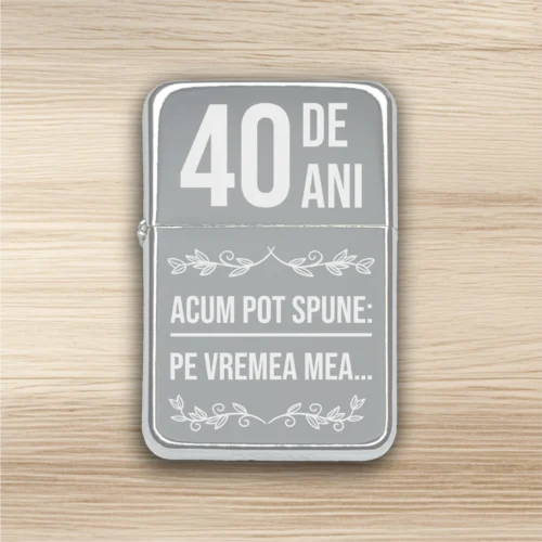 Brichetă benzină personalizată – simplă sau set cu breloc, Cadou pentru Aniversarea vârstei de 40 de ani [ #0397 ]