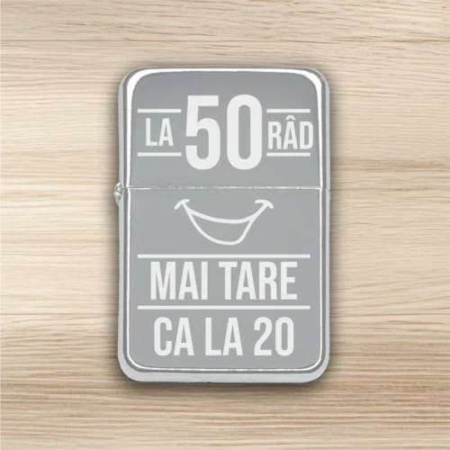 Brichetă benzină personalizată – simplă sau set cu breloc, Cadou pentru Aniversarea vârstei de 50 de ani [ #0413 ]