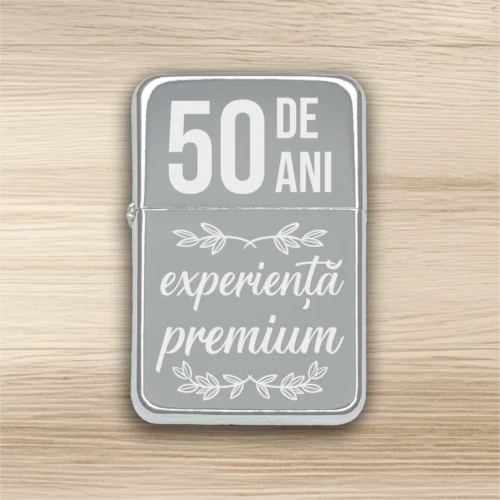 Brichetă benzină personalizată – simplă sau set cu breloc, Cadou pentru Aniversarea vârstei de 50 de ani [ #0421 ]