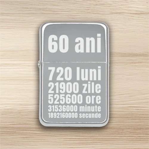 Brichetă benzină personalizată – simplă sau set cu breloc, Cadou pentru Aniversarea vârstei de 60 de ani [ #0438 ]