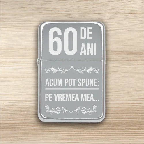 Brichetă benzină personalizată – simplă sau set cu breloc, Cadou pentru Aniversarea vârstei de 60 de ani [ #0444 ]