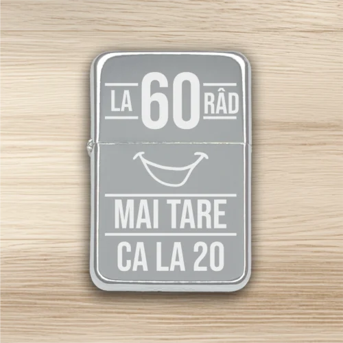 Brichetă benzină personalizată – simplă sau set cu breloc, Cadou pentru Aniversarea vârstei de 60 de ani [ #0446 ]