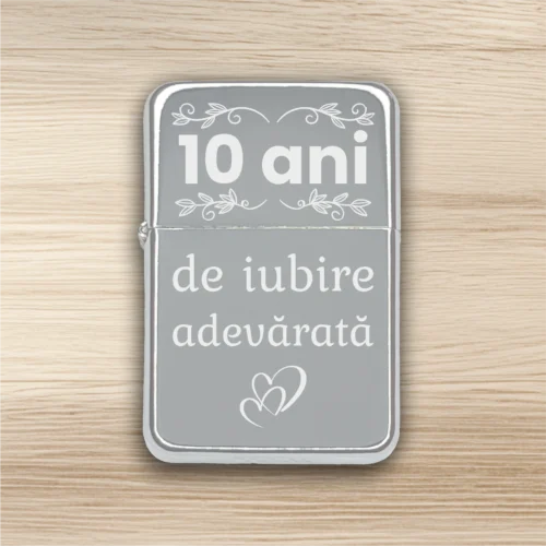 Brichetă benzină personalizată – simplă sau set cu breloc, Cadou pentru Aniversarea căsătoriei de 10 ani [ #0466 ]