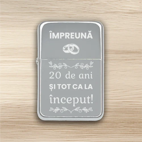 Brichetă benzină personalizată – simplă sau set cu breloc, Cadou pentru Aniversarea căsătoriei de 20 ani [ #0474 ]
