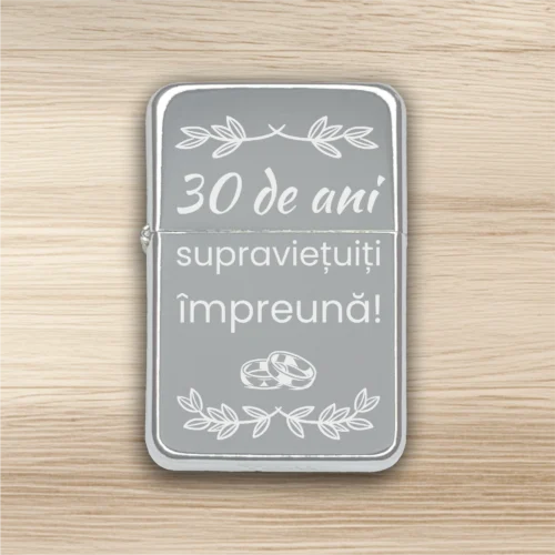 Brichetă benzină personalizată – simplă sau set cu breloc, Cadou pentru Aniversarea căsătoriei de 30 de ani [ #0499 ]