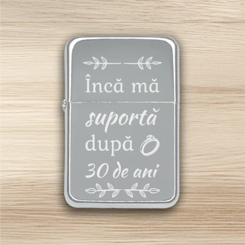 Brichetă benzină personalizată – simplă sau set cu breloc, Cadou pentru Aniversarea căsătoriei de 30 de ani [ #0500 ]