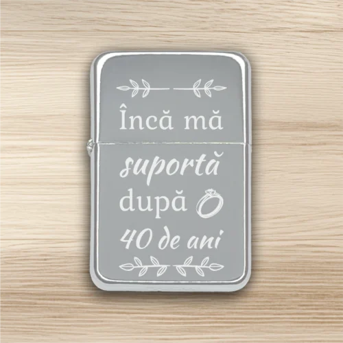 Brichetă benzină personalizată – simplă sau set cu breloc, Cadou pentru Aniversarea căsătoriei de 40 de ani [ #0515 ]