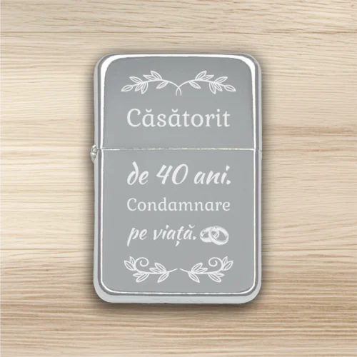 Brichetă benzină personalizată – simplă sau set cu breloc, Cadou pentru Aniversarea căsătoriei de 40 de ani [ #0517 ]