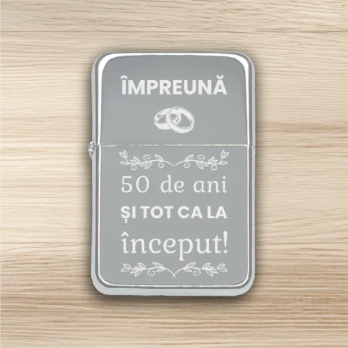 Brichetă benzină personalizată – simplă sau set cu breloc, Cadou pentru Aniversarea căsătoriei de 50 de ani [ #0528 ]