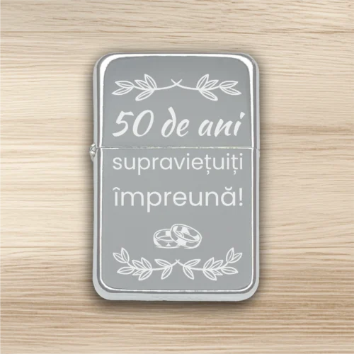 Brichetă benzină personalizată – simplă sau set cu breloc, Cadou pentru Aniversarea căsătoriei de 50 de ani [ #0529 ]
