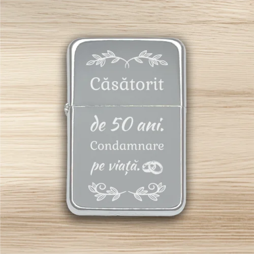 Brichetă benzină personalizată – simplă sau set cu breloc, Cadou pentru Aniversarea căsătoriei de 50 de ani [ #0532 ]