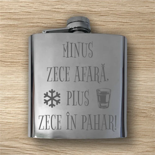 Ploscă de metal personalizată – simplă sau set cu păhărele, Cadou de Crăciun [ #0568 ]