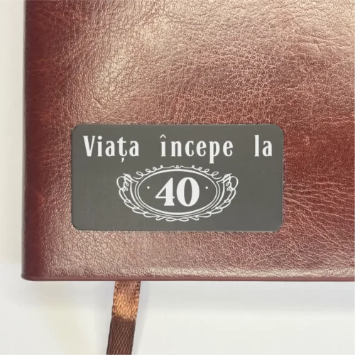 Agendă piele personalizată – simplă sau set cu termos, Cadou pentru Aniversarea vârstei de 40 de ani [ #0407 ]