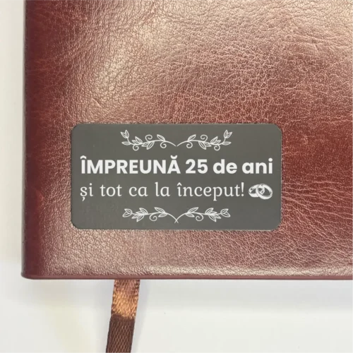 Agendă piele personalizată – simplă sau set cu termos, Cadou pentru Aniversarea căsătoriei de 25 de ani [ #0494 ]